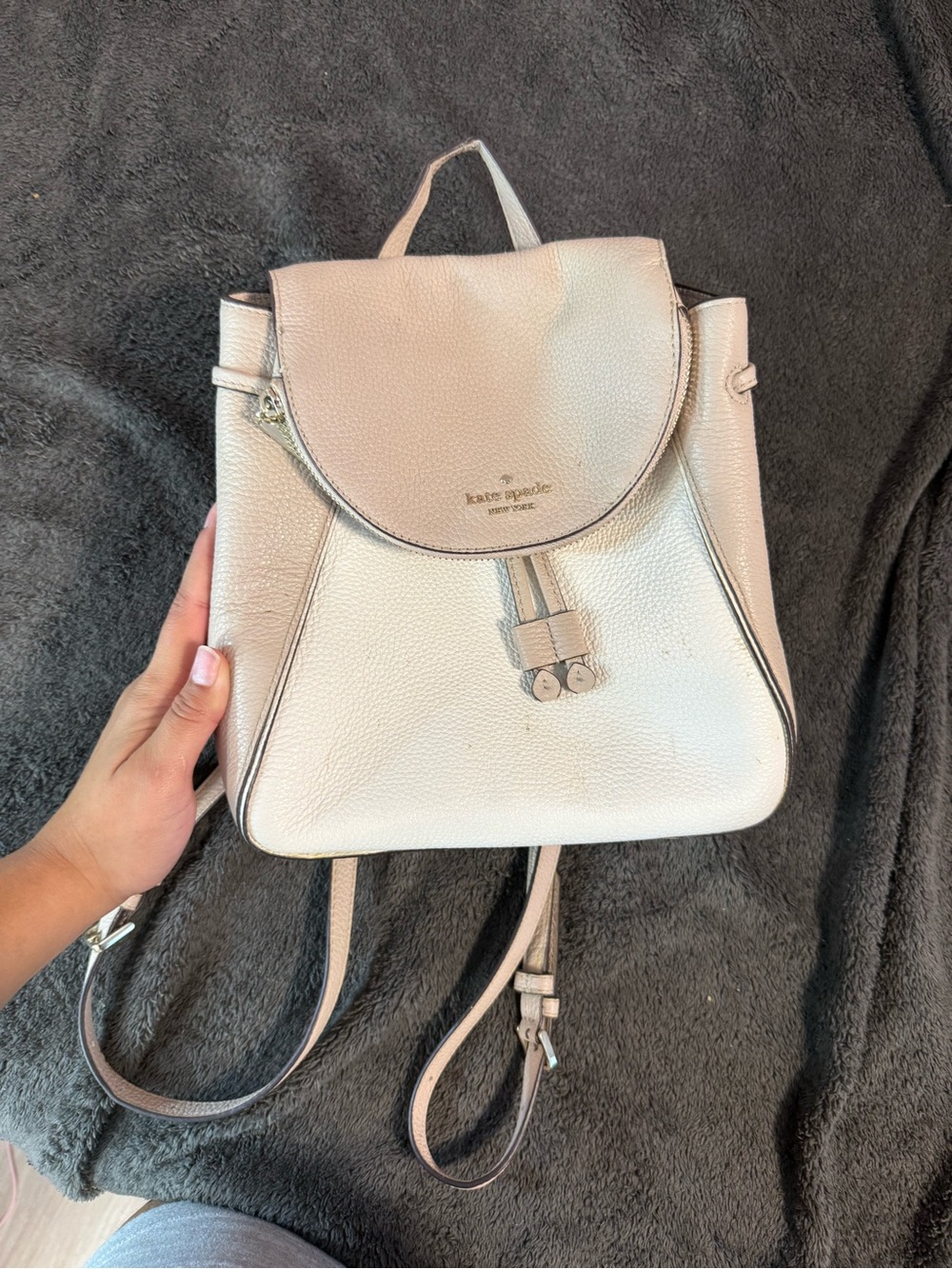 kate spade Pebbled Leather Blush Pink & Cream Backpack